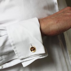Gemelos vintage franceses de citrino, diamantes, oro de 18 quilates y platino, de alrededor de 1960