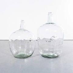 Vintage French Clear Glass Demijohns - Pair