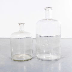 Vintage French Clear Glass Demijohns - Pair