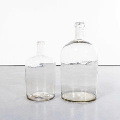Vintage French Clear Glass Demijohns - Pair