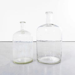 Vintage French Clear Glass Demijohns - Pair