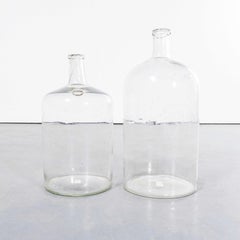 Vintage French Clear Glass Demijohns - Pair