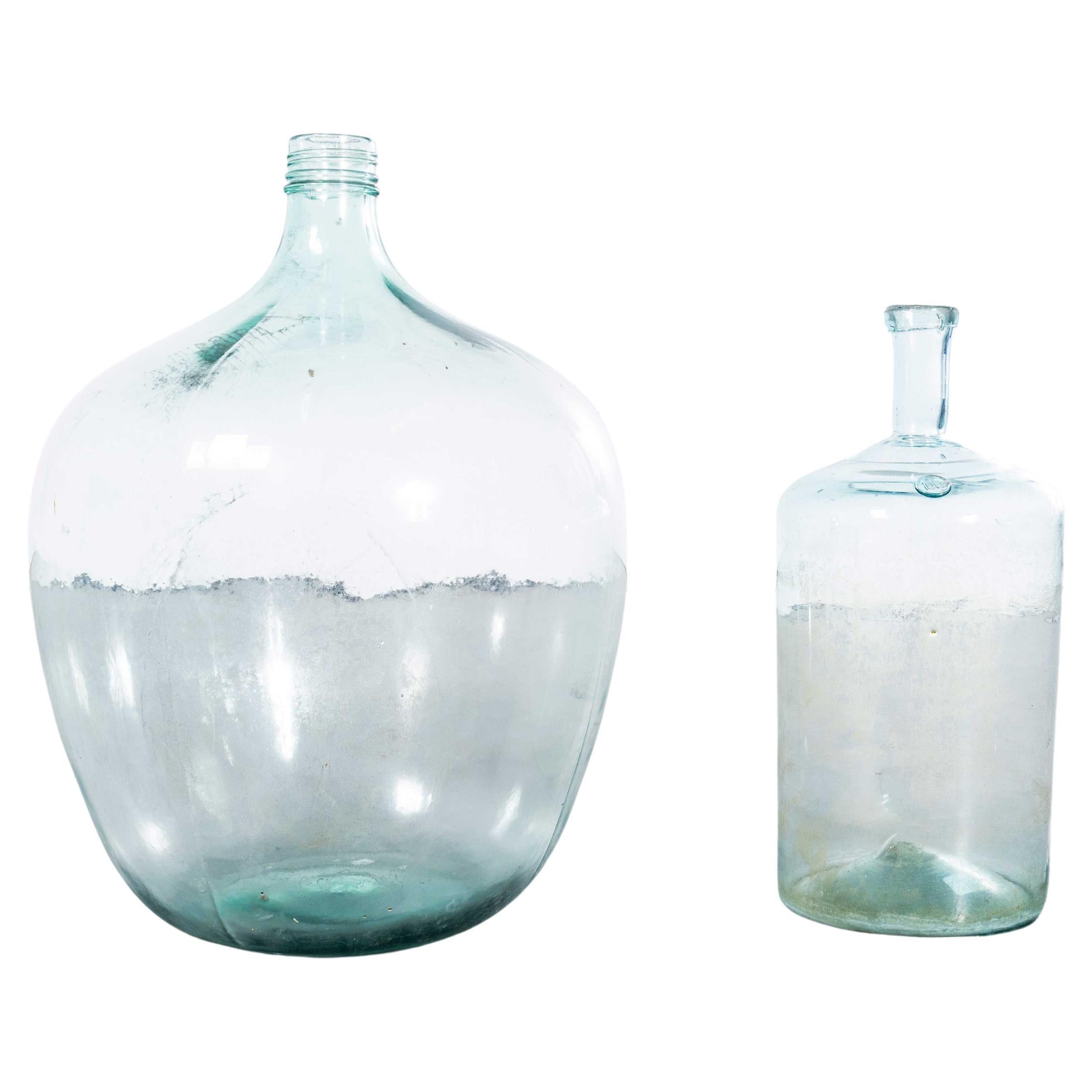 Demijohns Vintage en verre clair - Paire