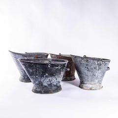Vintage French Coal Buckets - Galvanised