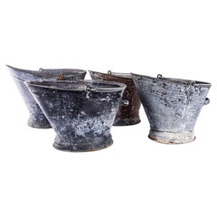 Vintage French Coal Buckets - Galvanised