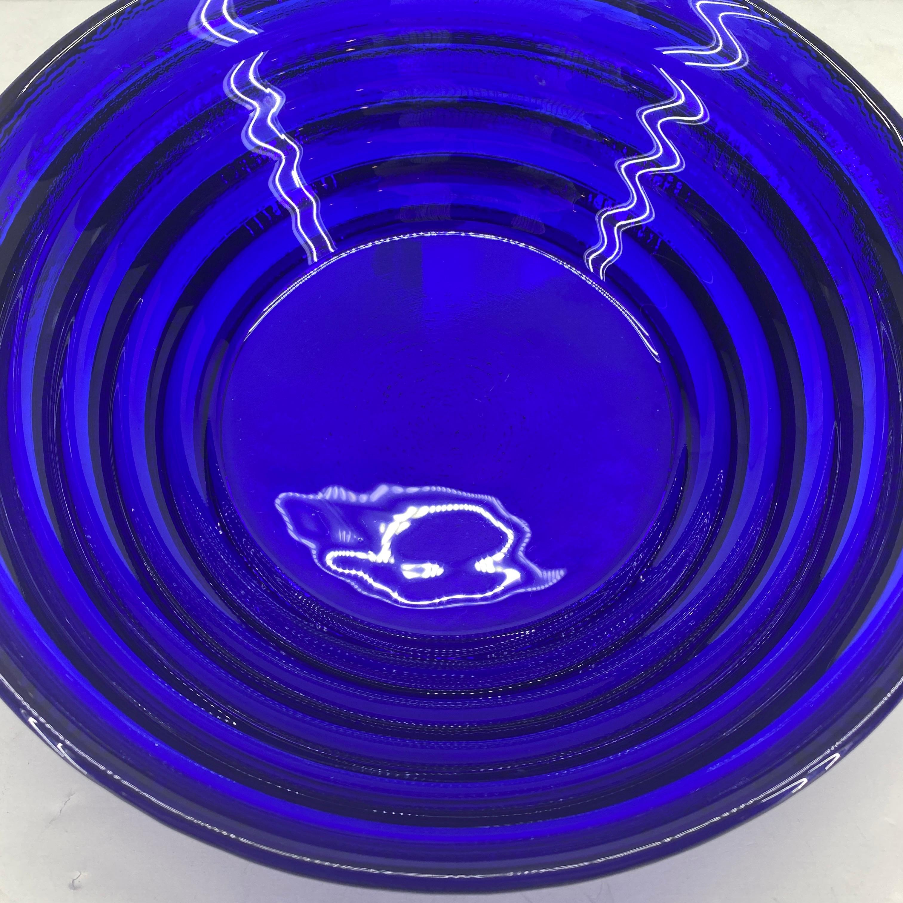 Hand-Crafted Vintage French Cobalt Blue Art Glass Bowl
