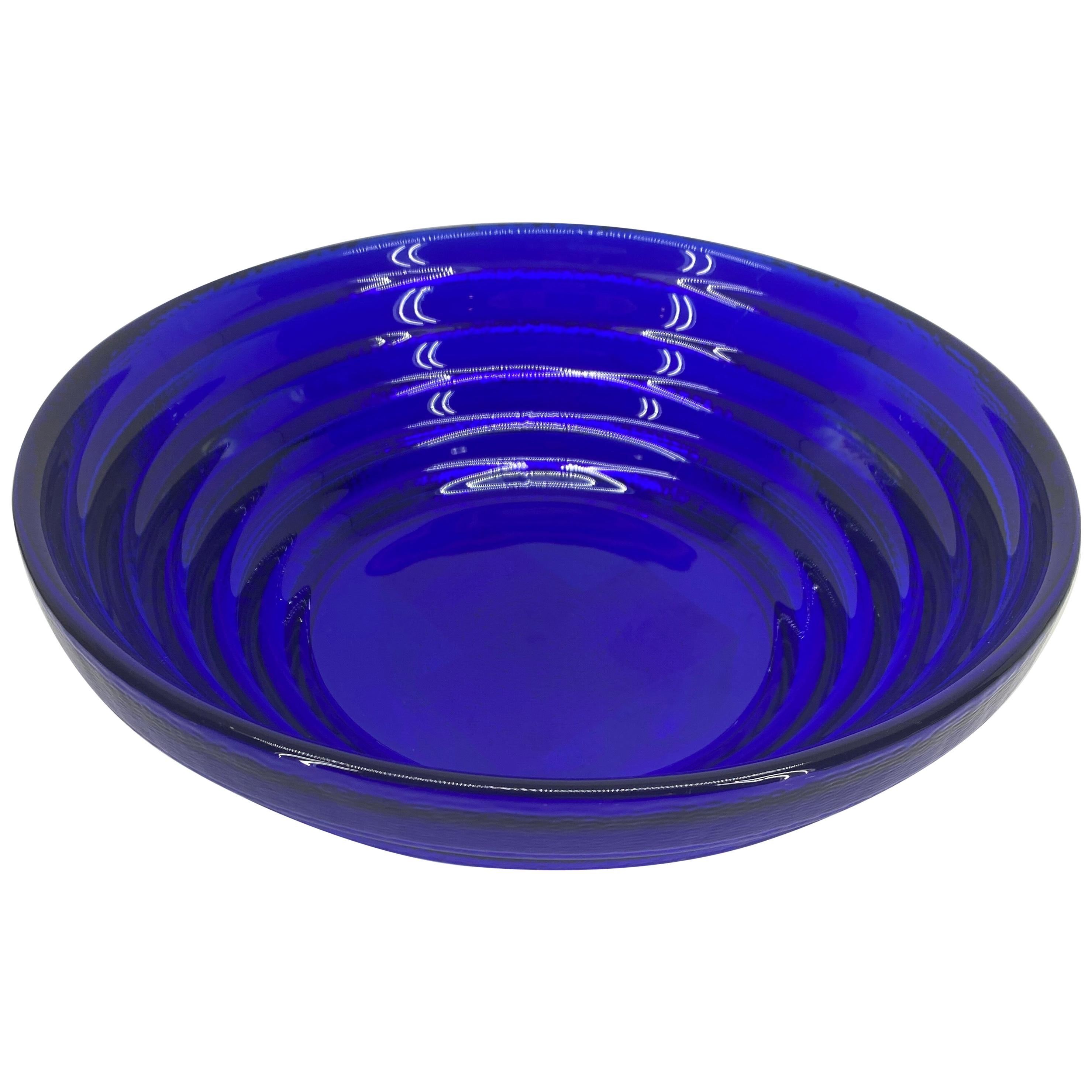 Vintage French Cobalt Blue Art Glass Bowl