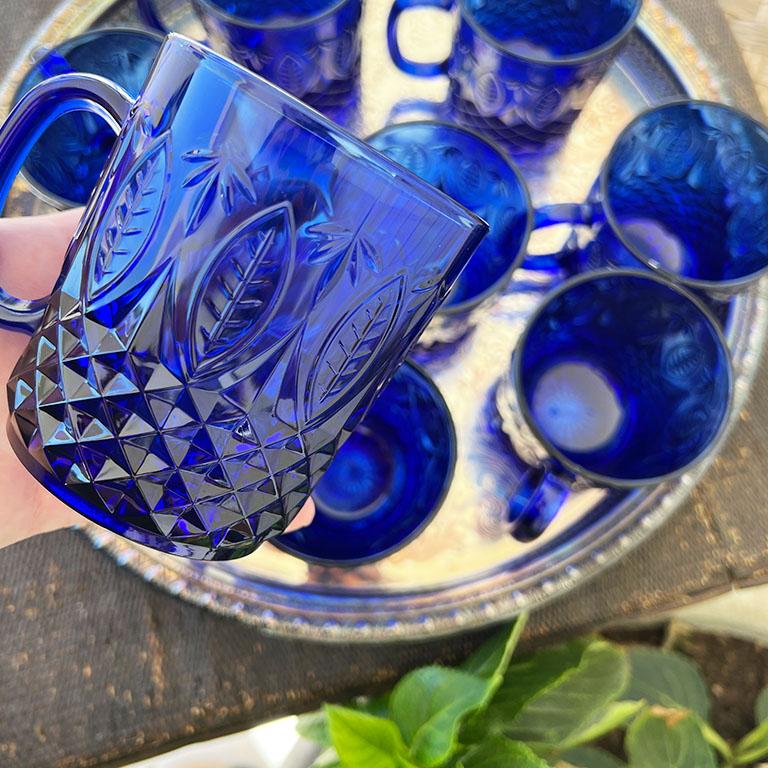 cobalt blue glass coffee mugs