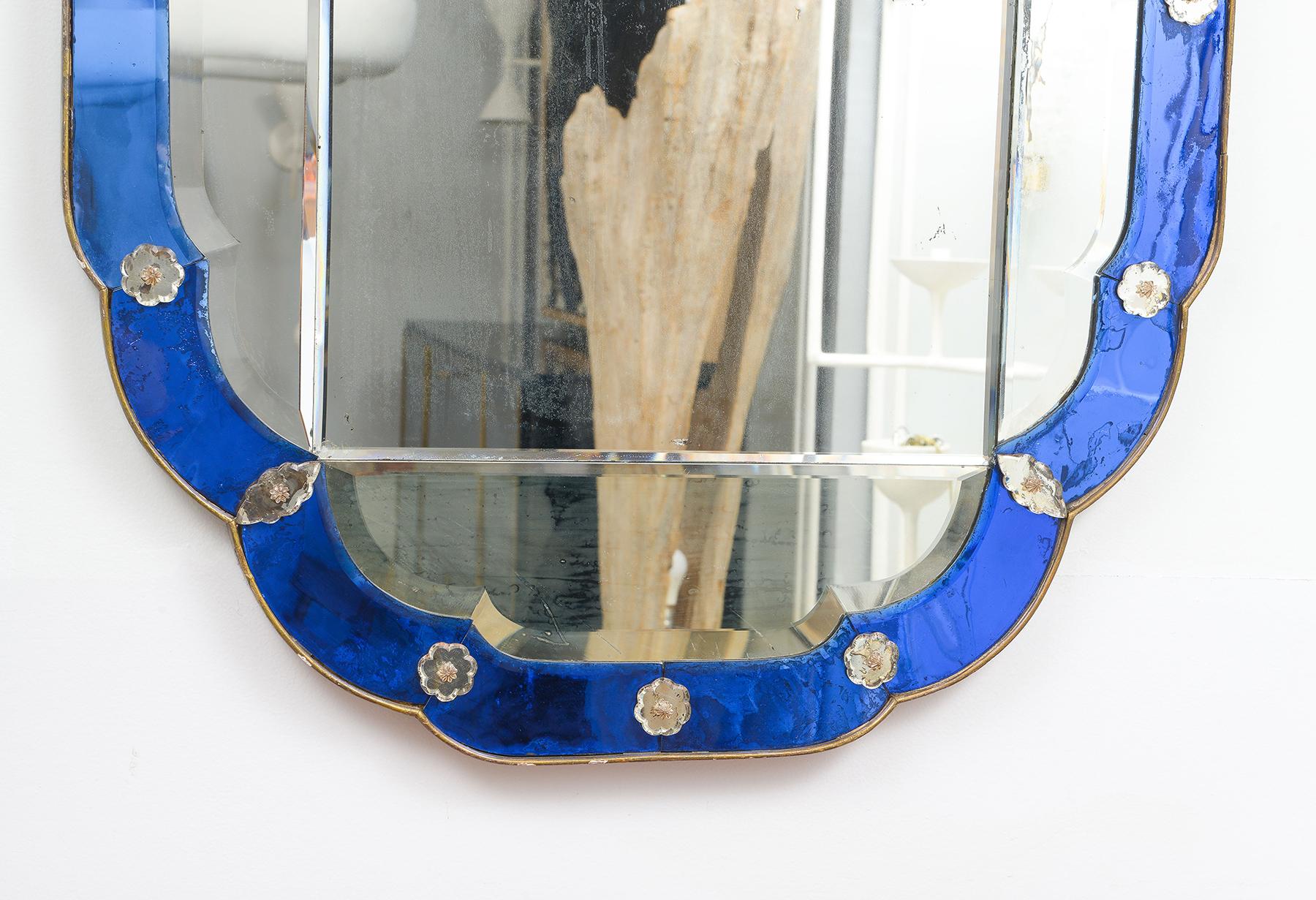 vintage blue glass mirror