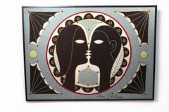 Vintage French Cocteau “Les Amoureux” Framed Pictorial Tapestry - Rug & Kilim