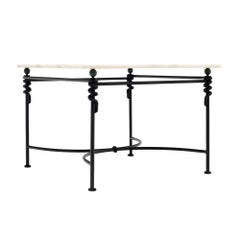Vintage French Coffee Table; Iron and Marble, Mid-Century Modern