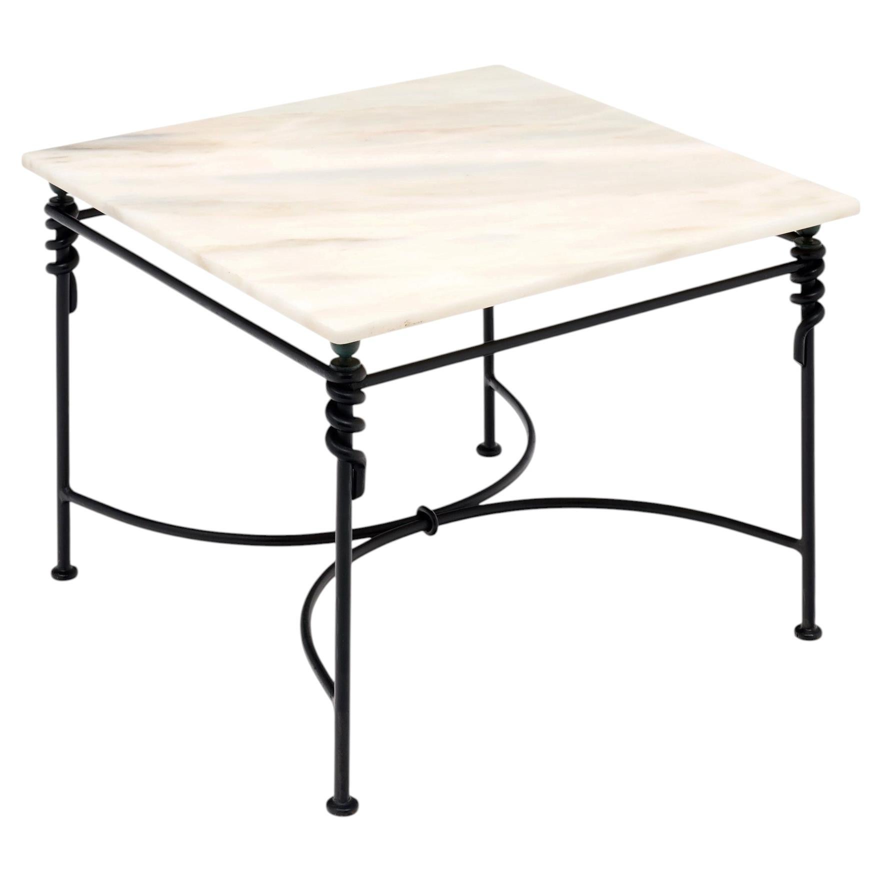 Vintage French Coffee Table; Iron and Marble, Mid-Century Modern