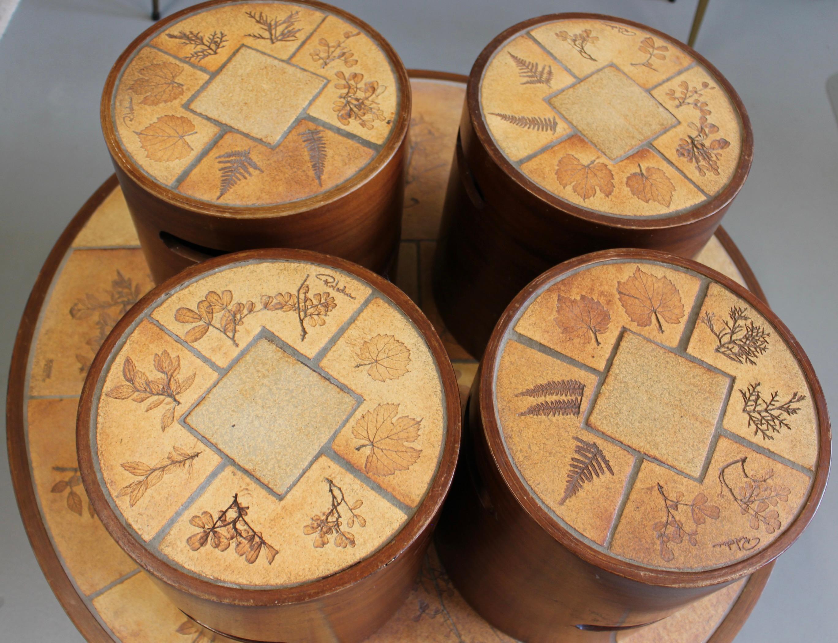 Vintage French Coffee Table Set with Ceramic Top by Raymonde Leduc (circa 1970s) For Sale 12
