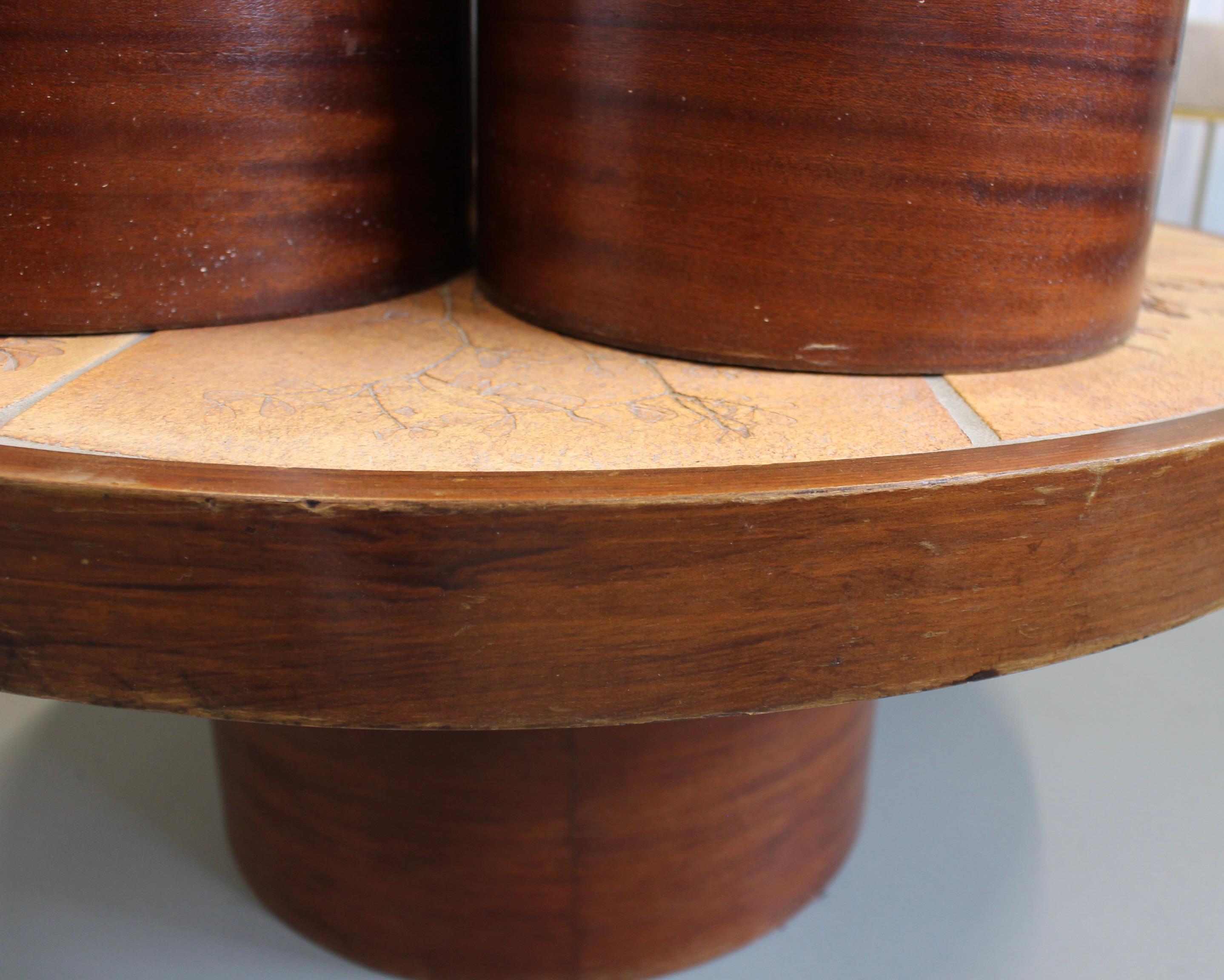 Vintage French Coffee Table Set with Ceramic Top by Raymonde Leduc (circa 1970s) For Sale 14