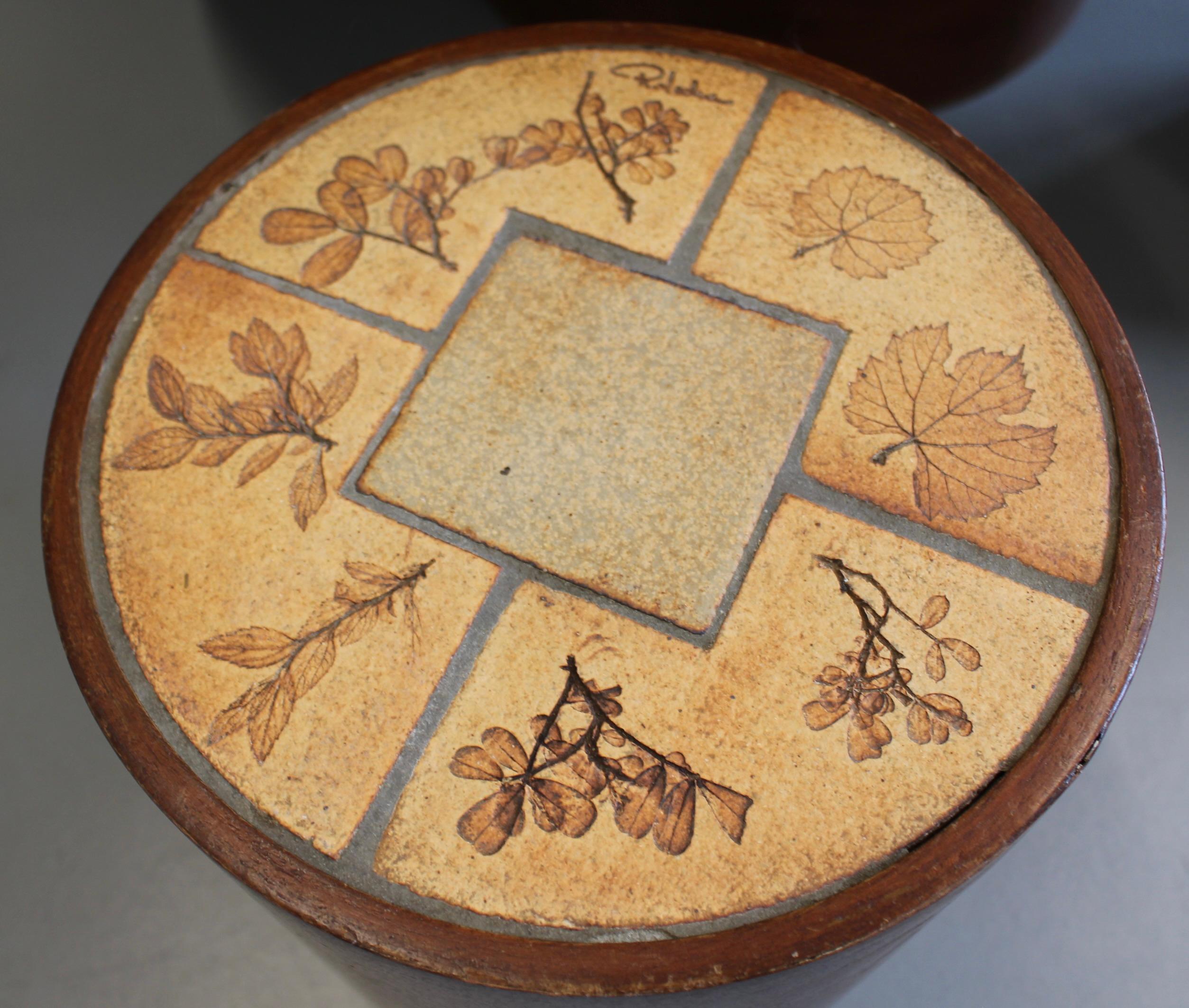 Vintage French Coffee Table Set with Ceramic Top by Raymonde Leduc (circa 1970s) For Sale 1