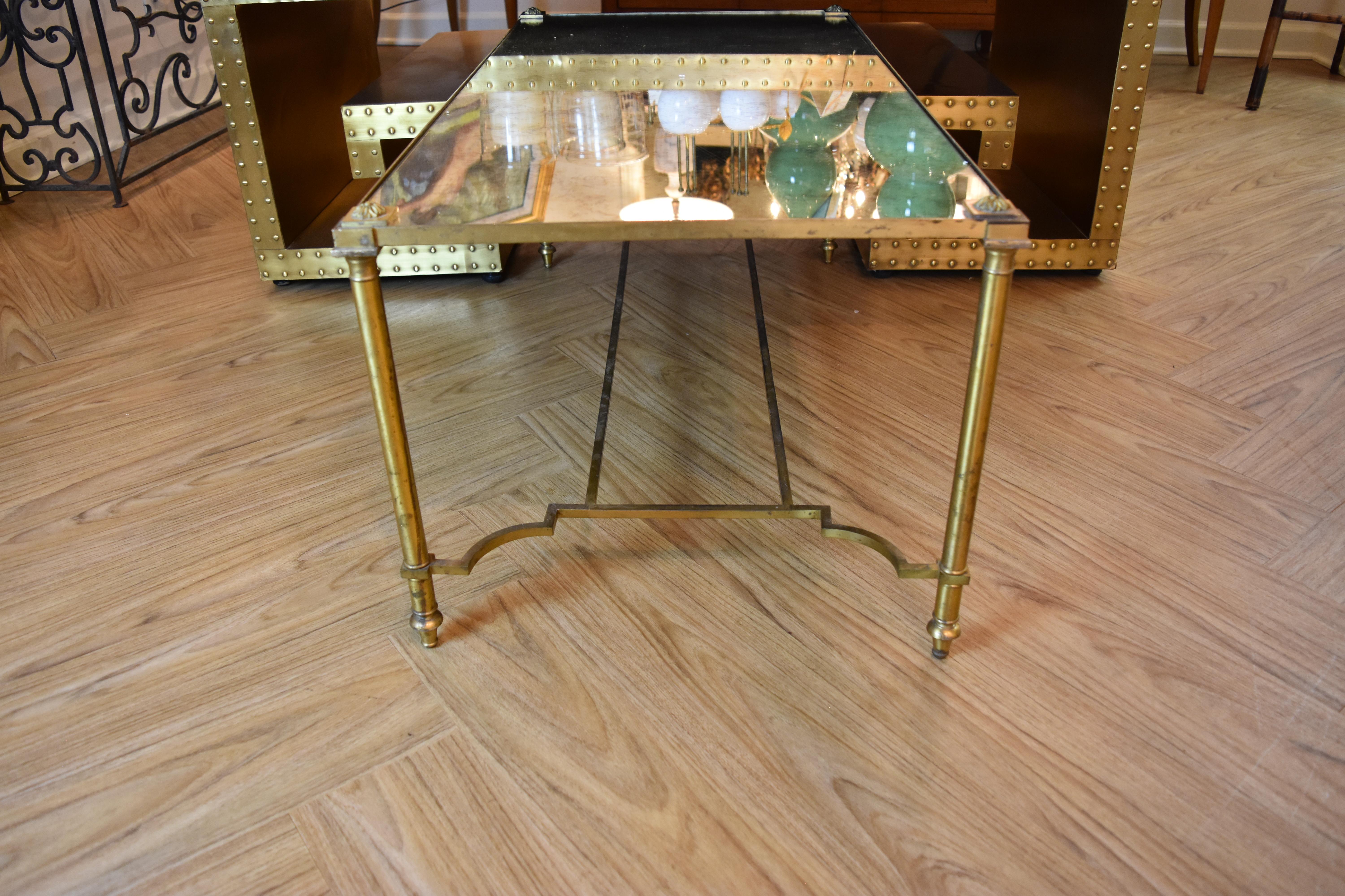 20th Century Vintage French Coffee Table with Antiqued Mirrored Top