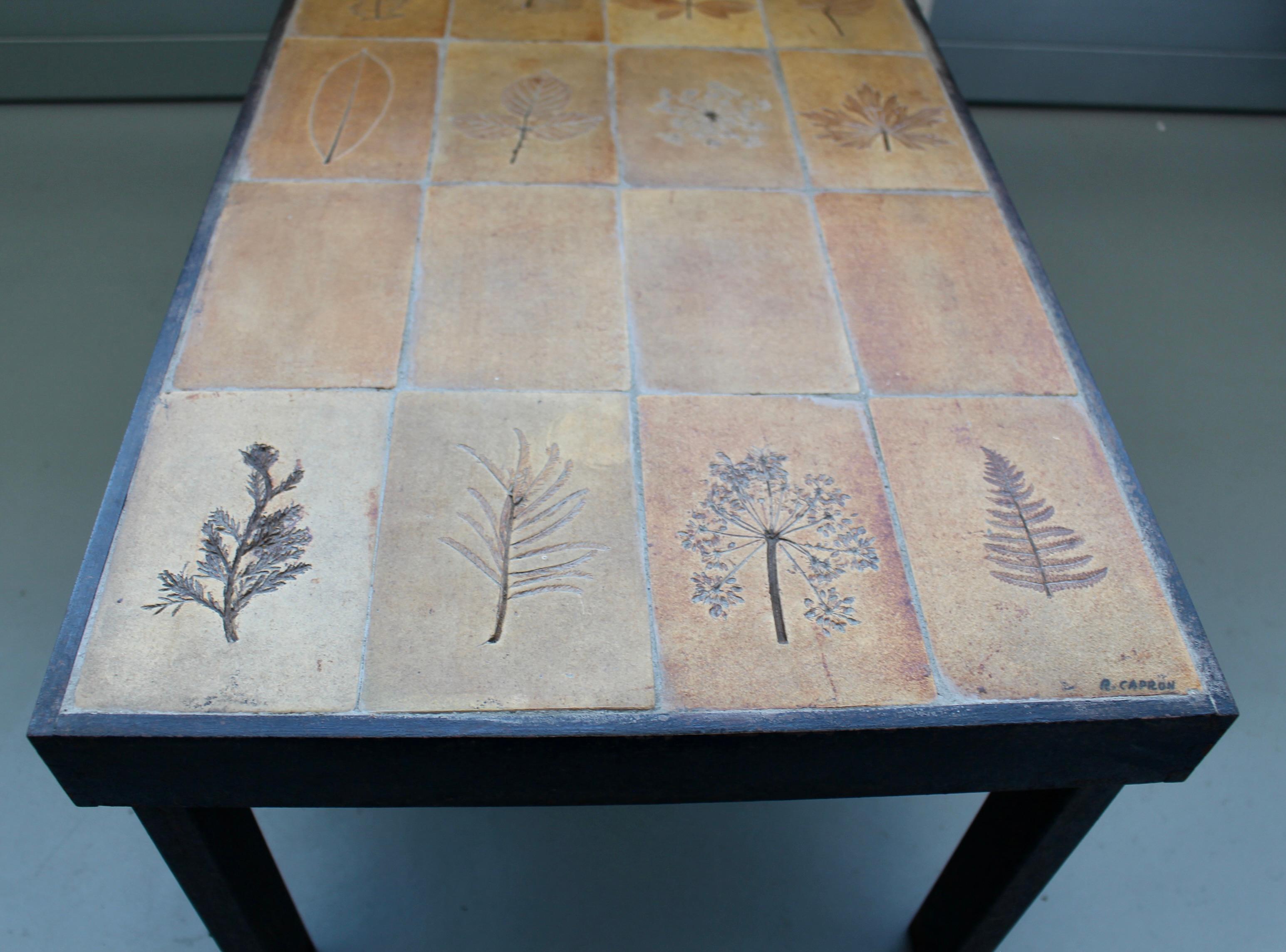 Vintage French Coffee Table with Ceramic Top by Roger Capron (circa 1970s) For Sale 5