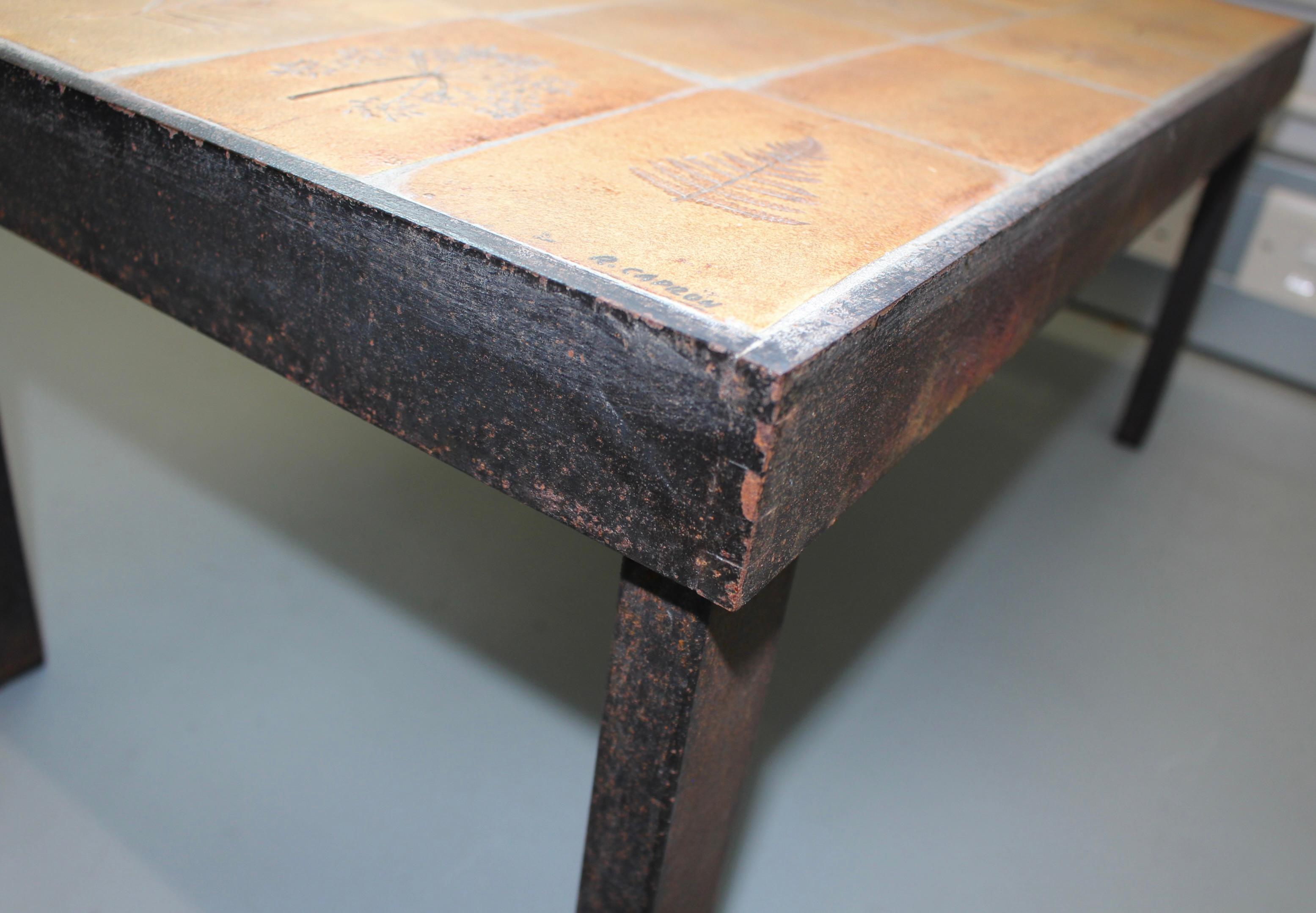 Vintage French Coffee Table with Ceramic Top by Roger Capron (circa 1970s) For Sale 6