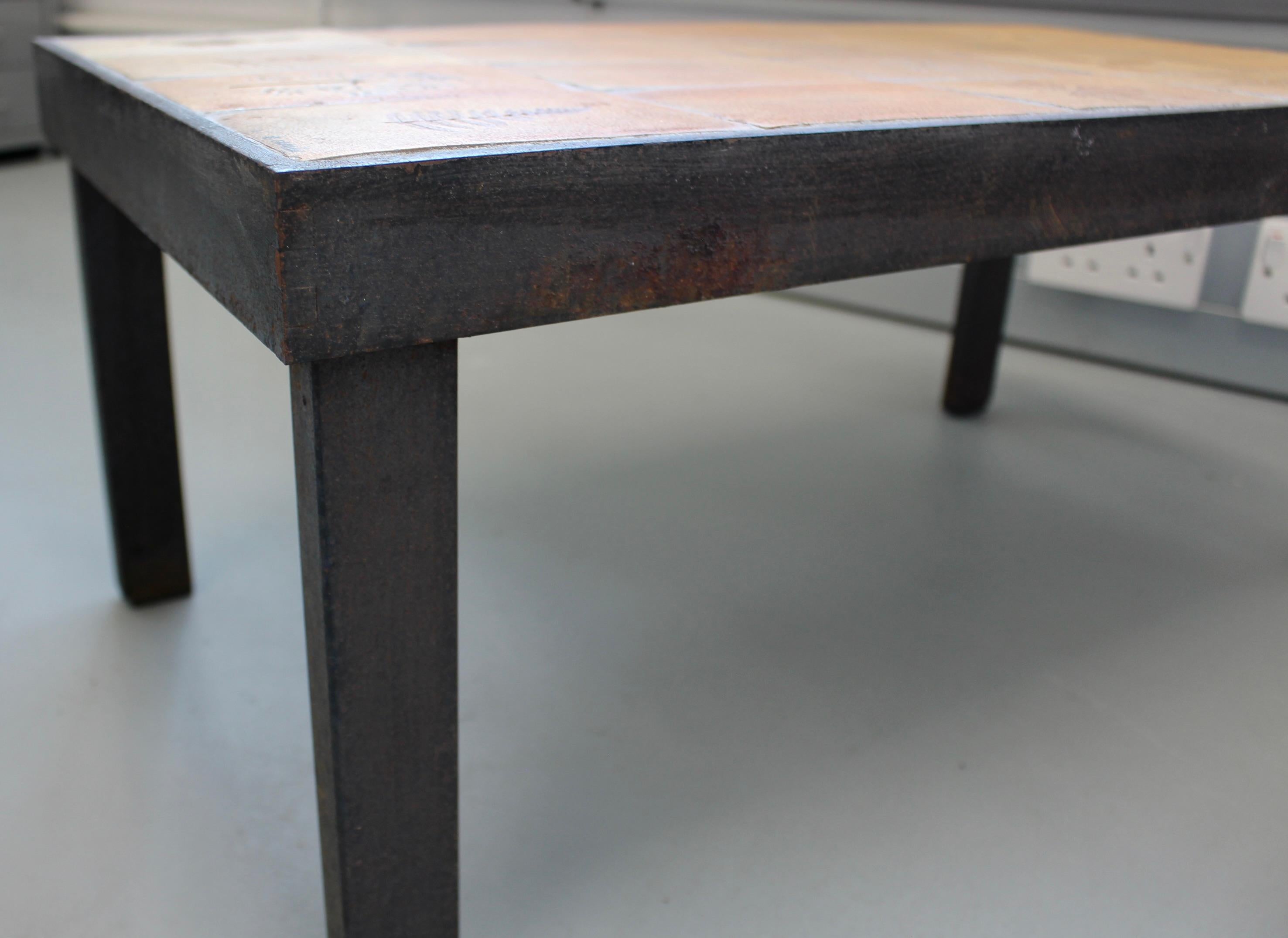 Vintage French Coffee Table with Ceramic Top by Roger Capron (circa 1970s) For Sale 7