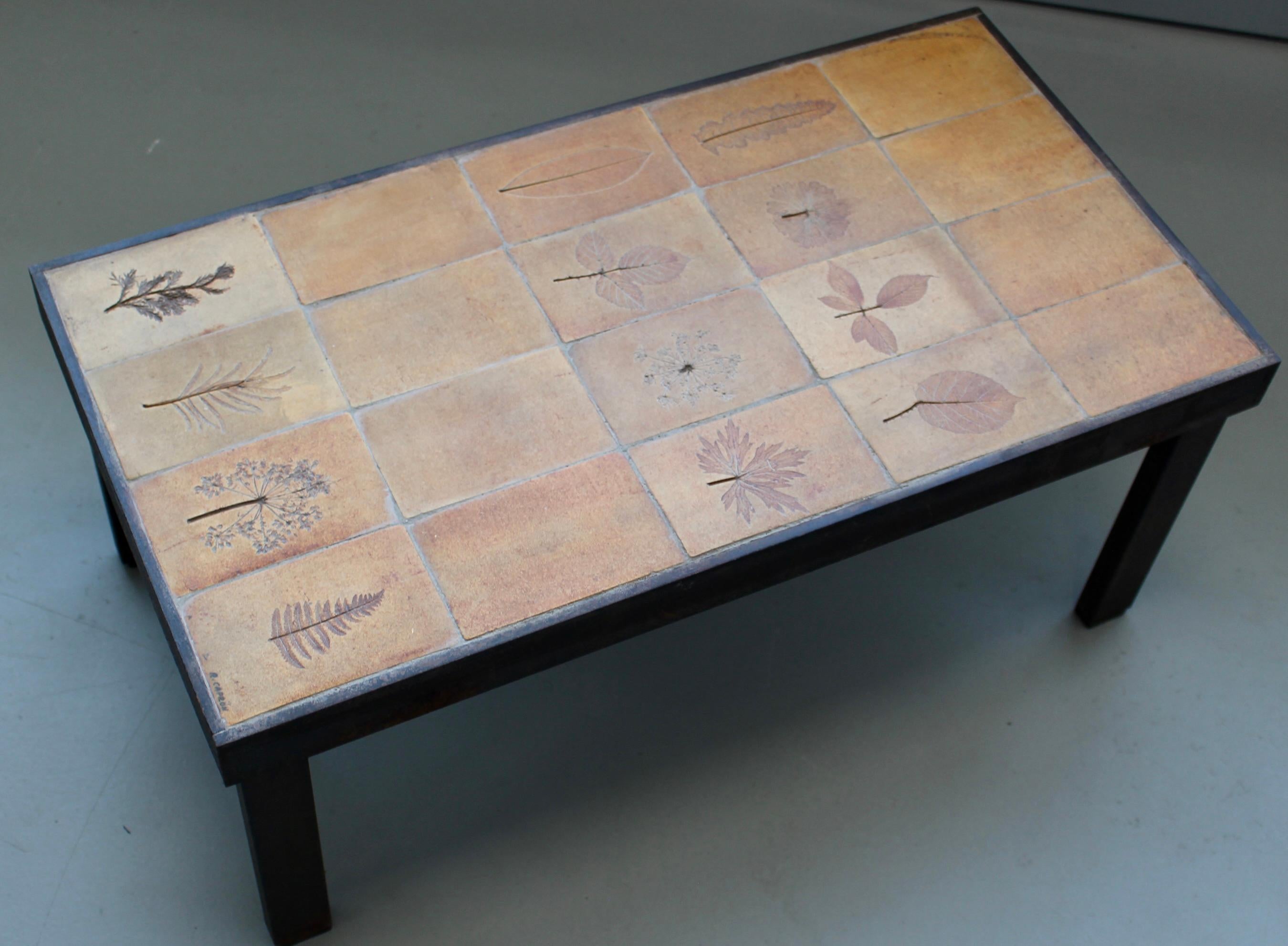 Vintage French Coffee Table with Ceramic Top by Roger Capron (circa 1970s) For Sale 11