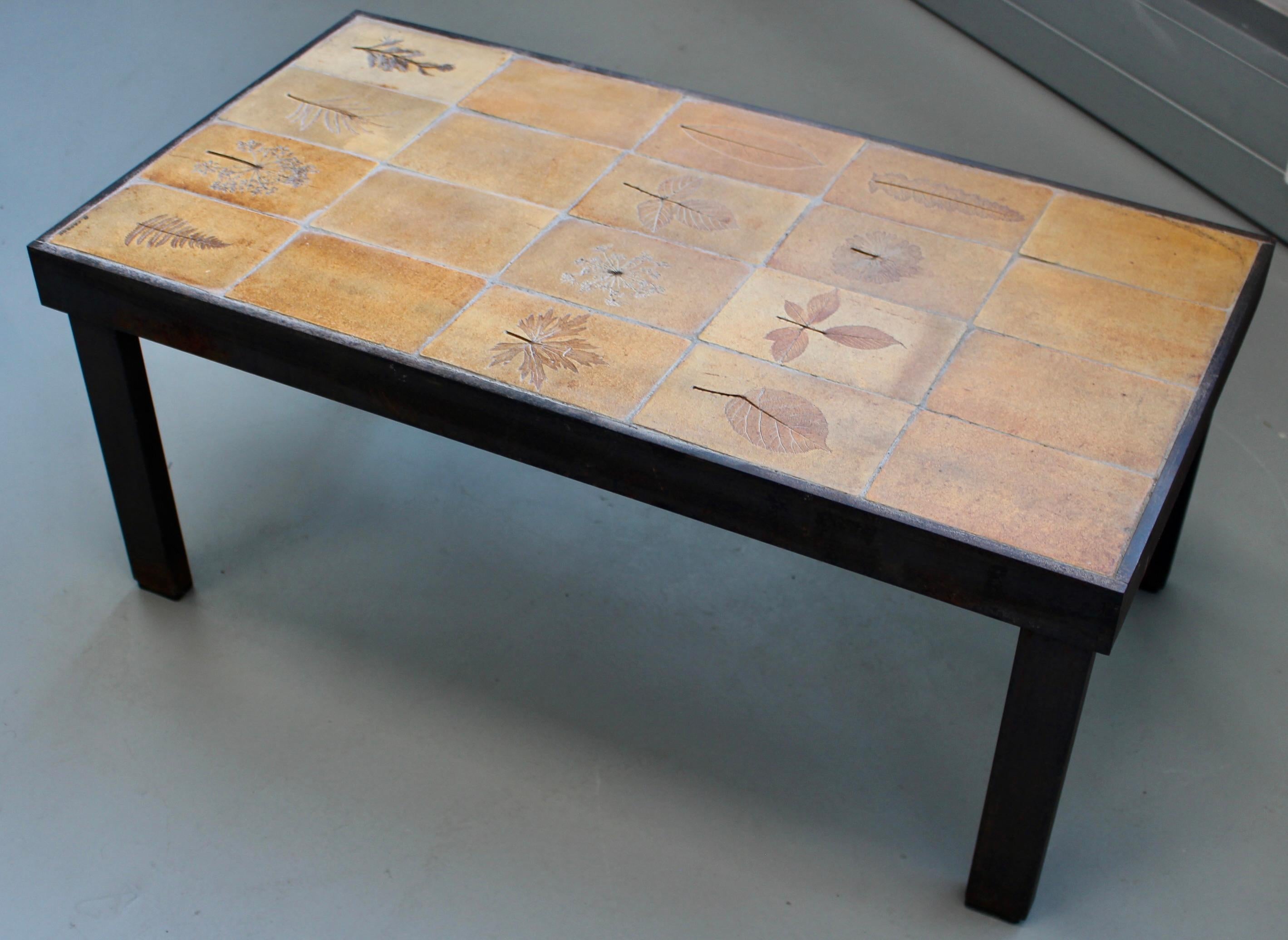 Vintage French Coffee Table with Ceramic Top by Roger Capron (circa 1970s) For Sale 12