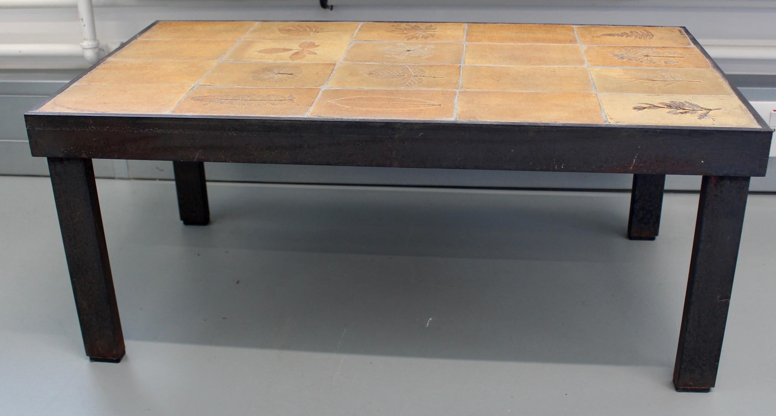 Vintage French Coffee Table with Ceramic Top by Roger Capron (circa 1970s) For Sale 13