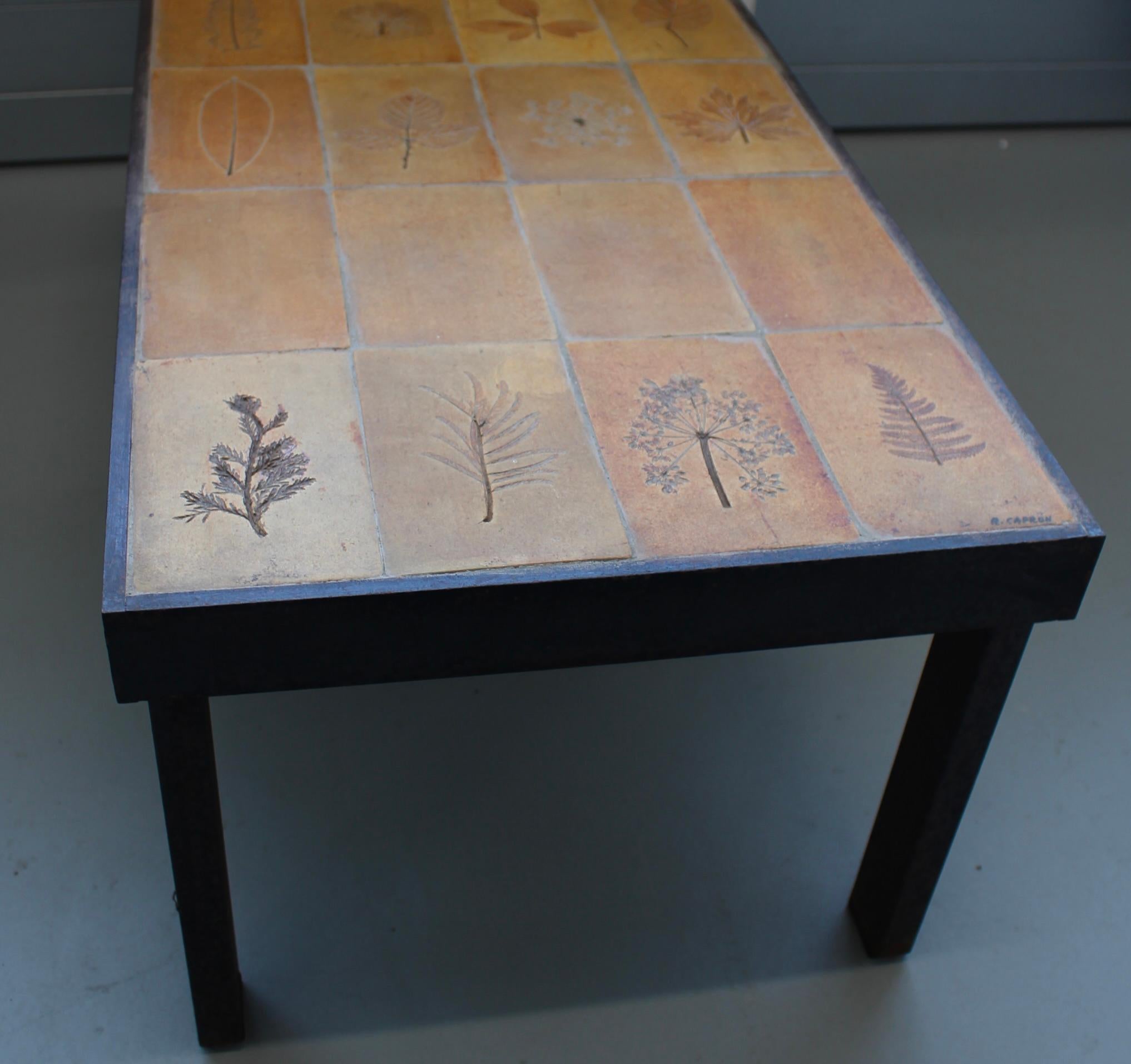 Vintage French Coffee Table with Ceramic Top by Roger Capron (circa 1970s) For Sale 4