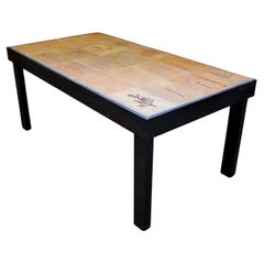 Vintage French Coffee Table with Ceramic Top by Roger Capron (circa 1970s)