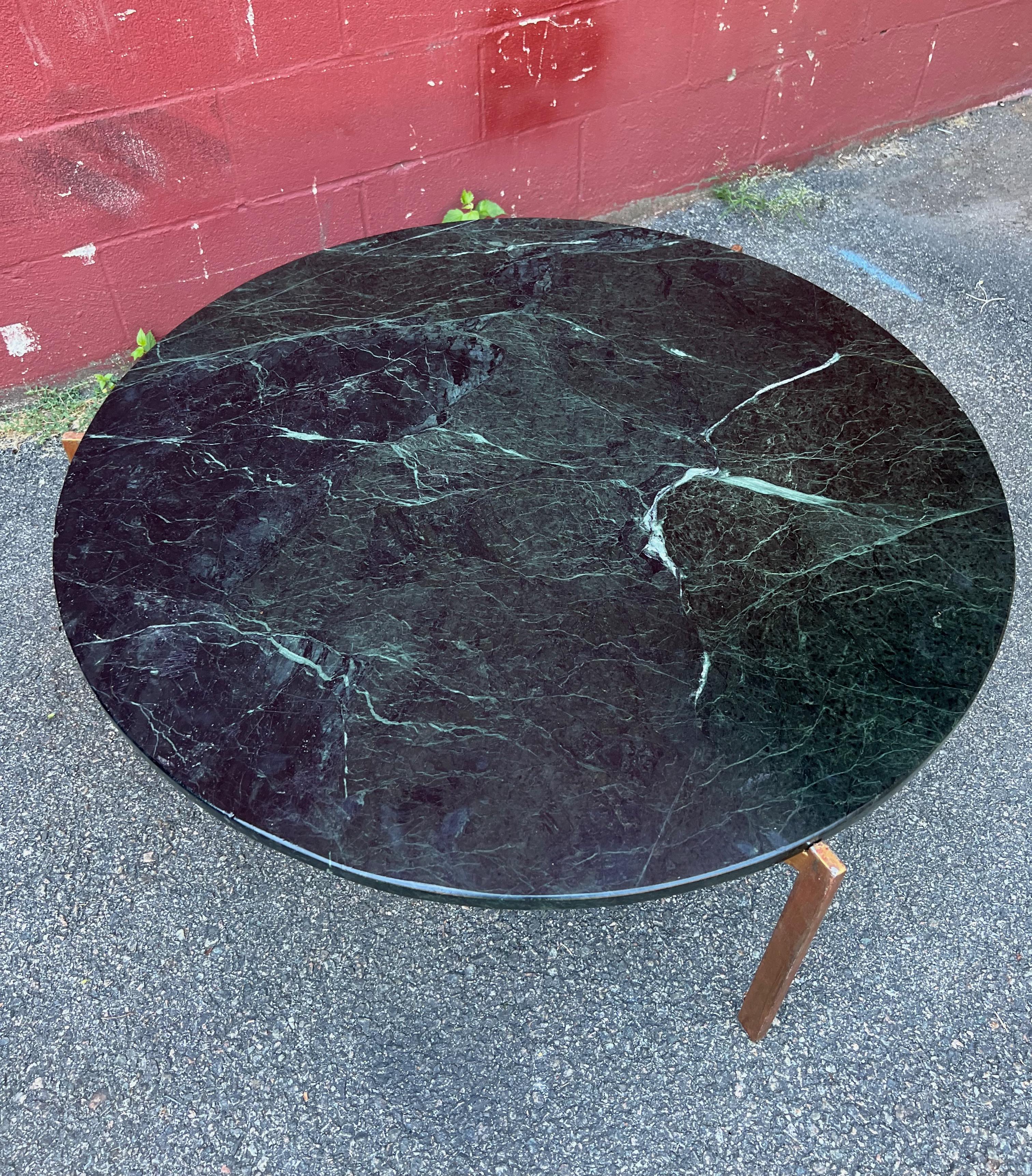 Gilt Vintage French Coffee Table with Green Marble Top