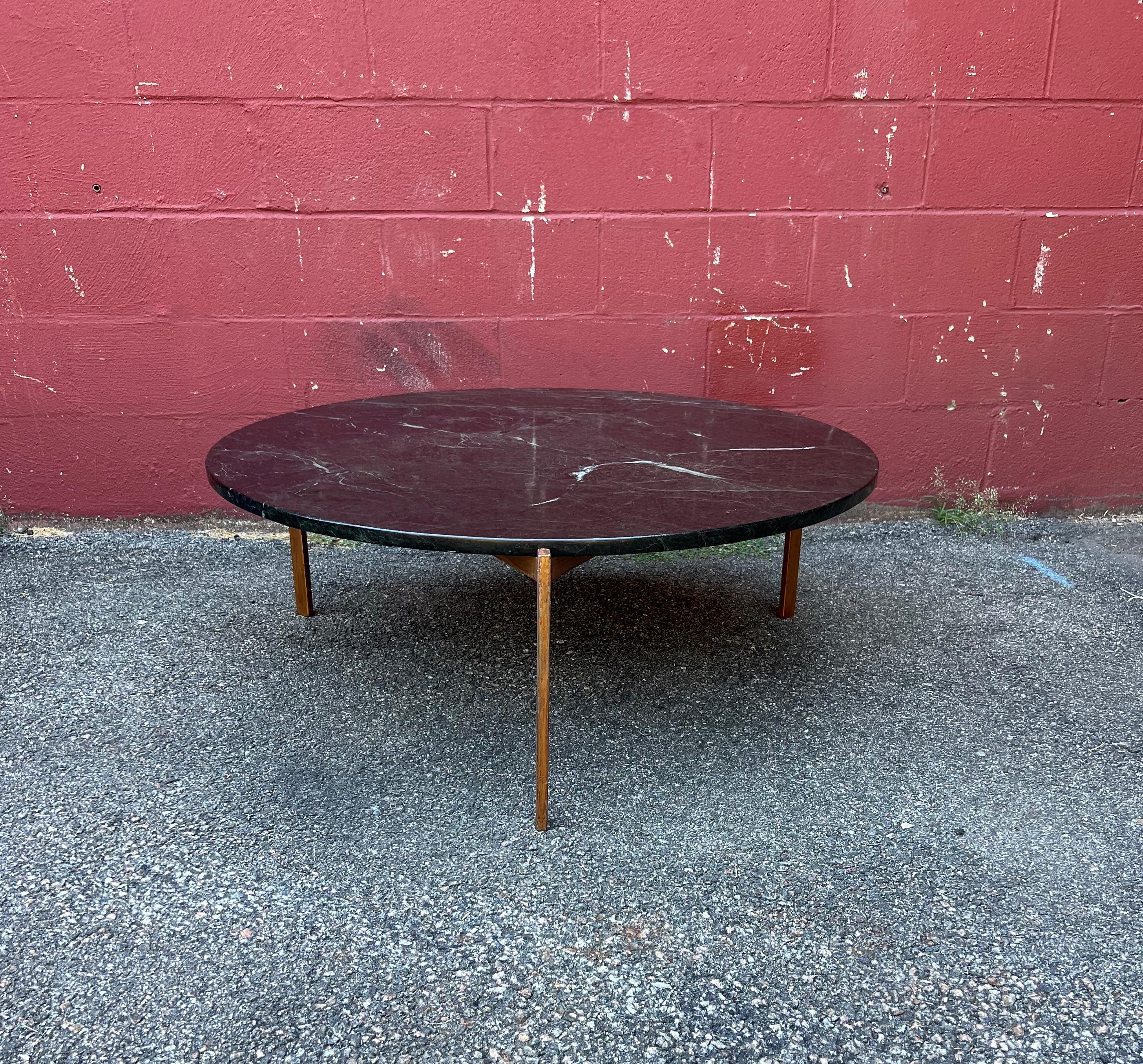 Iron Vintage French Coffee Table with Green Marble Top