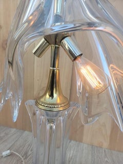Lampe de bureau française Cofrac Art Verrier de forme libre en cristal