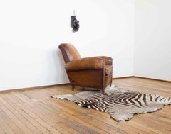 Vintage French Cognac Leather Club Chair Armchair
