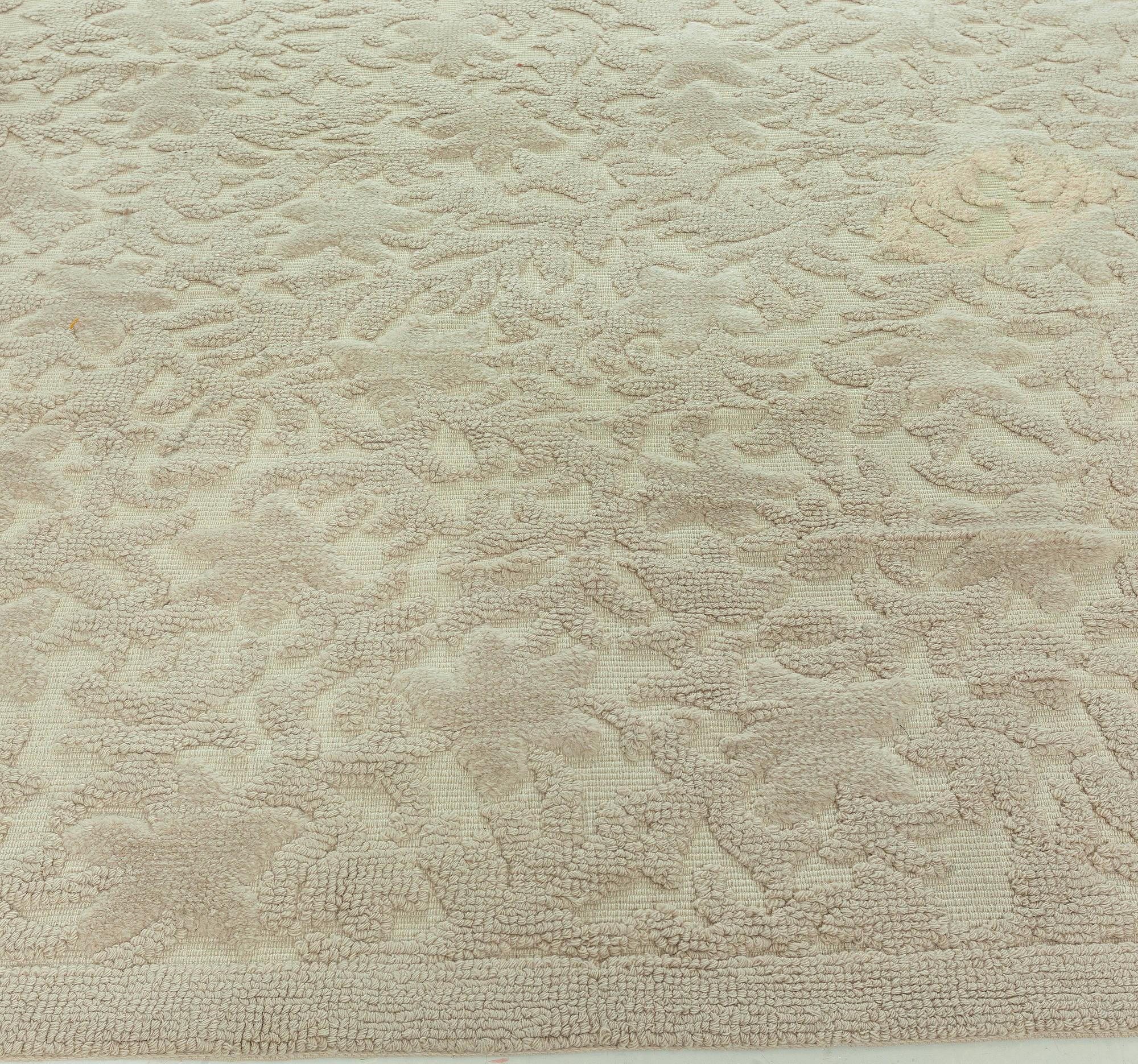 Französischer Cogolin Mono Beige-Teppich im Art déco-Stil, Vintage (Wolle) im Angebot