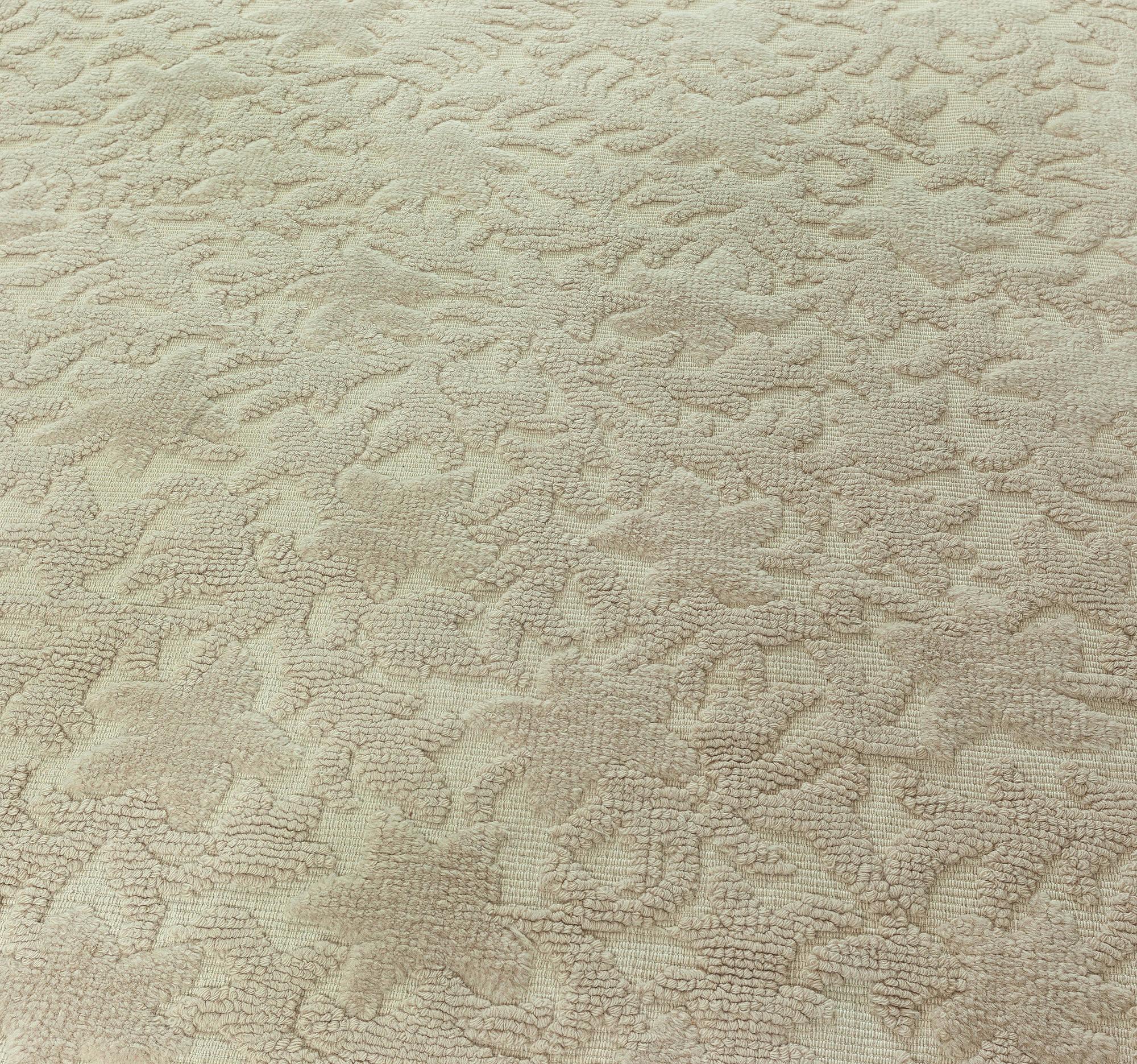Französischer Cogolin Mono Beige-Teppich im Art déco-Stil, Vintage im Angebot 2