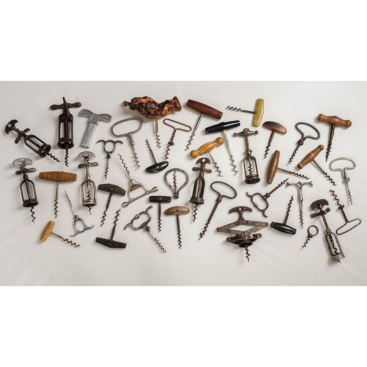 Add charm to your bar or wine cellar with one or all of these vintage corkscrews. Each is unique and could elevate your collection. Prices vary $50 – $150.

Types of Corkscrews in collection: Rack and pinion, direct pull, flynut, concertina