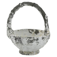 Vintage French Concrete Basket Planter Vintage French Concrete Basket Planter