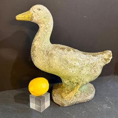 Vintage French Concrete Duck Garden Ornament, 1960s Hand-Crafted