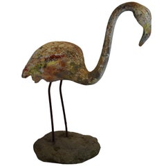 Vintage French Concrete Flamingo