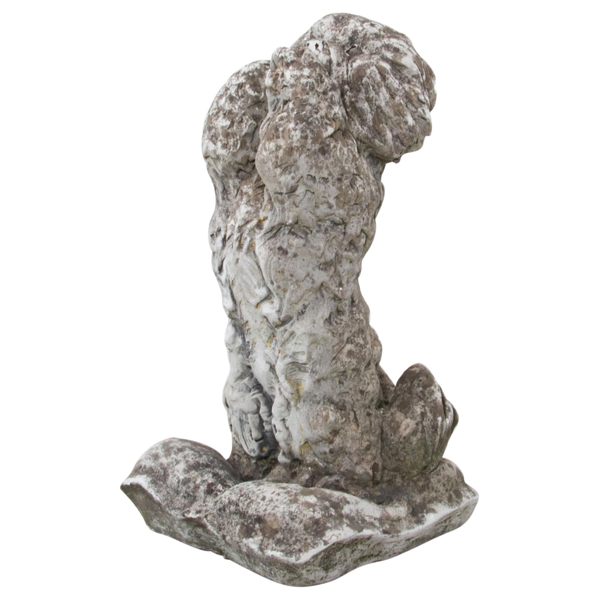 Vintage French Concrete Lap Dog Statue