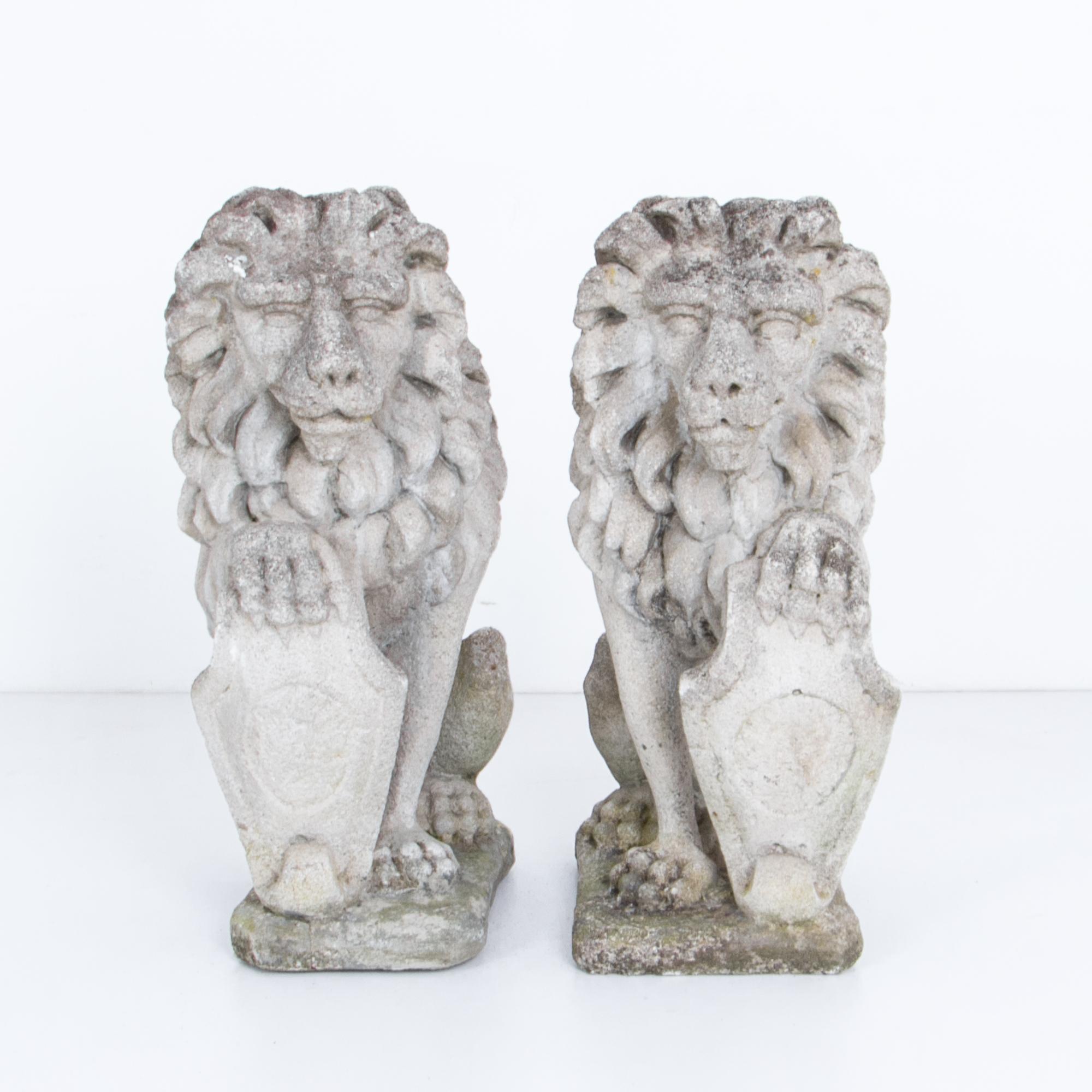 Vintage French Concrete Lions, a Pair at 1stDibs vintage concrete