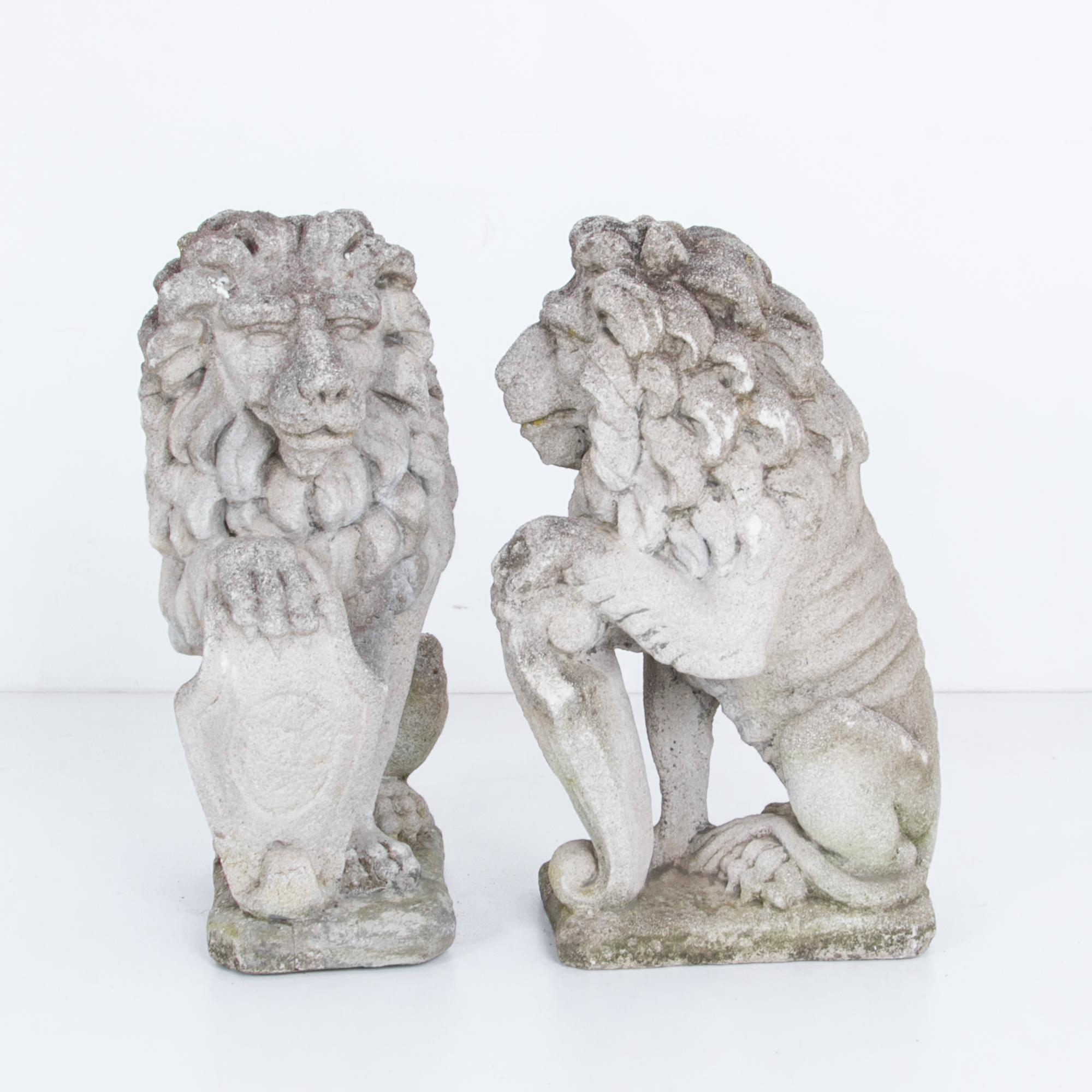 Vintage French Concrete Lions, a Pair at 1stDibs vintage concrete