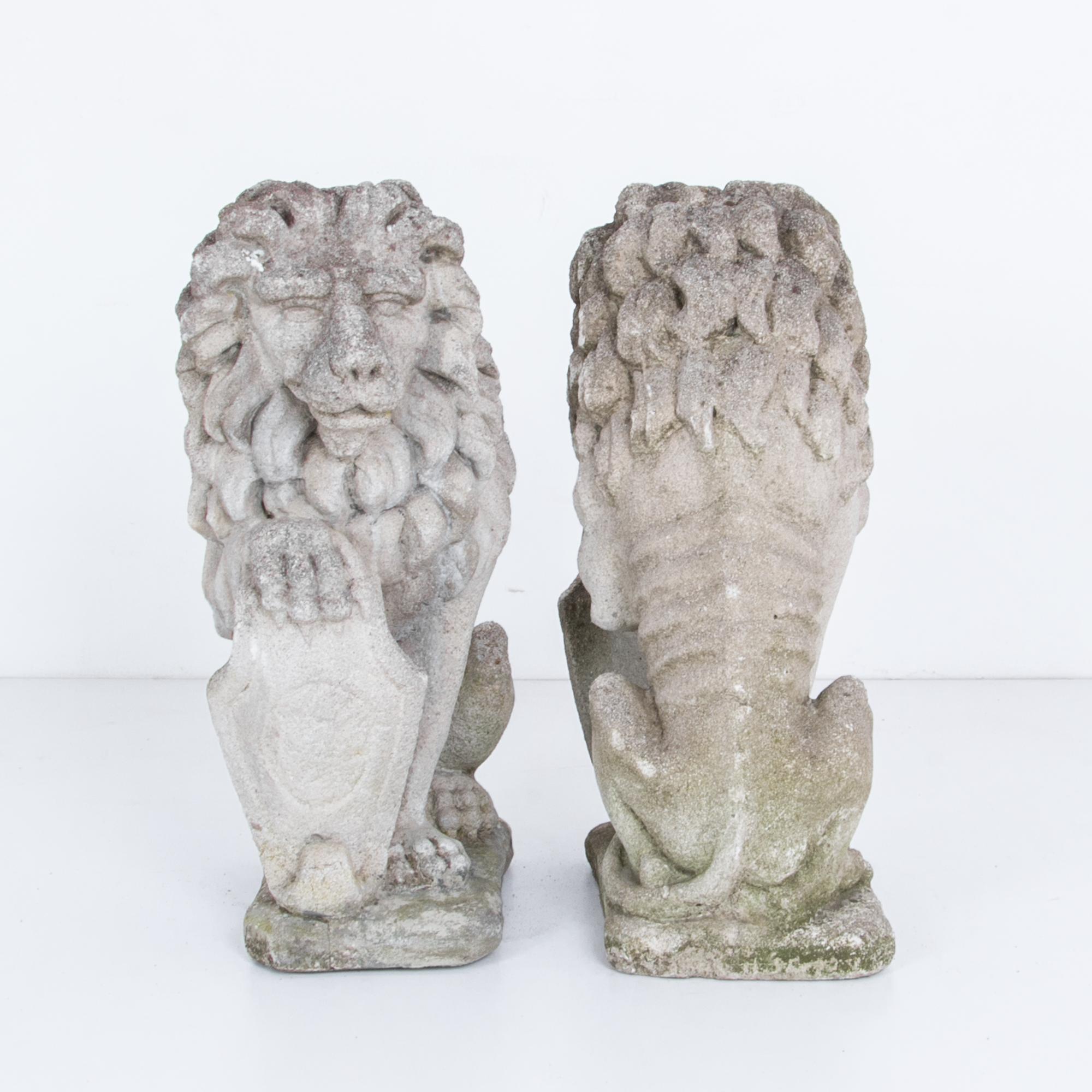 Vintage French Concrete Lions, a Pair at 1stDibs vintage concrete