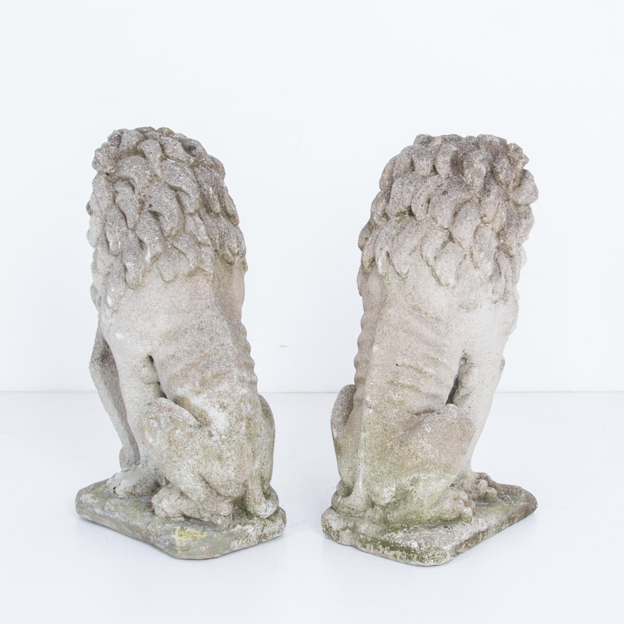 Vintage French Concrete Lions, a Pair at 1stDibs vintage concrete