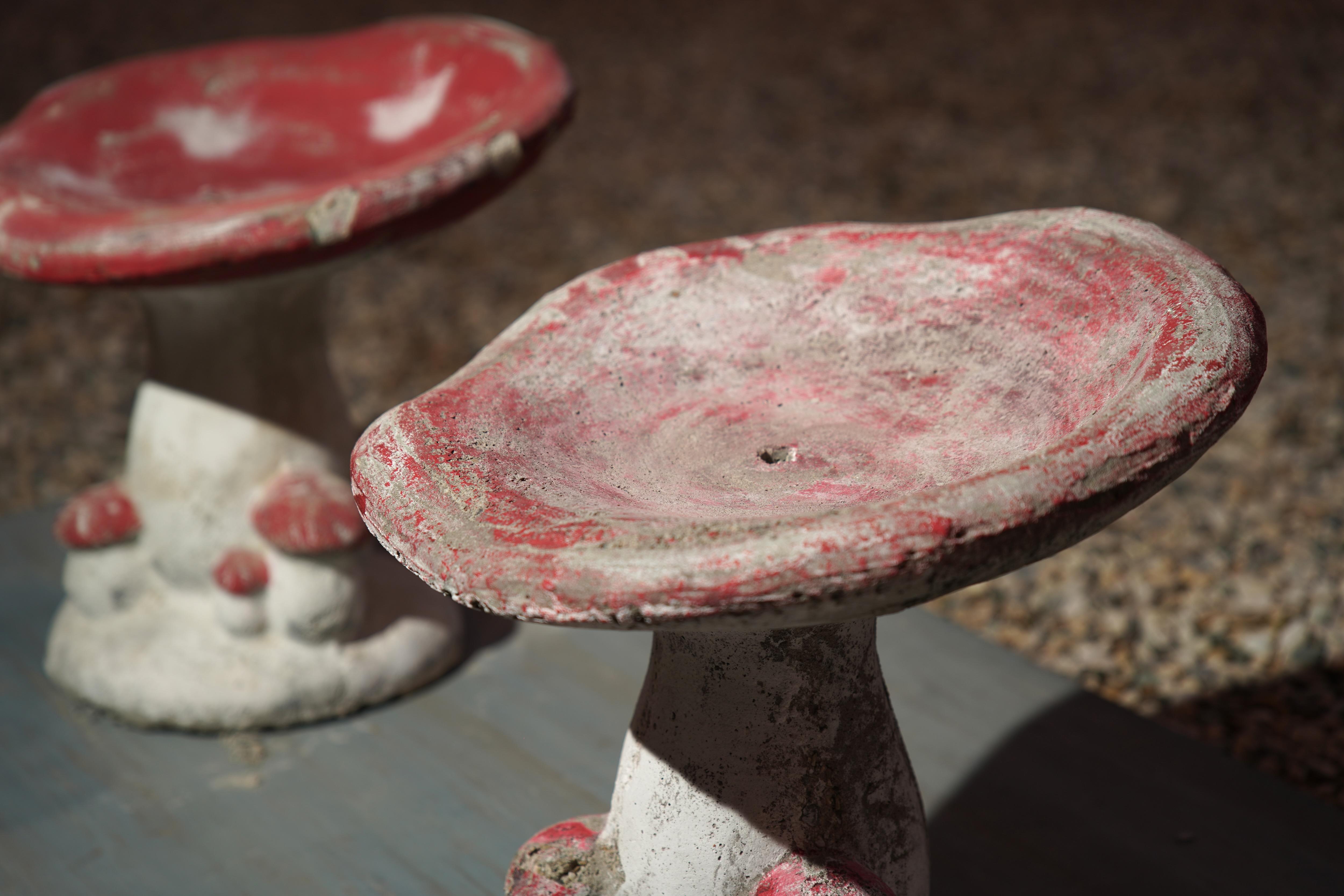 Vintage French Concrete Mushroom Stools, 1950s For Sale 3