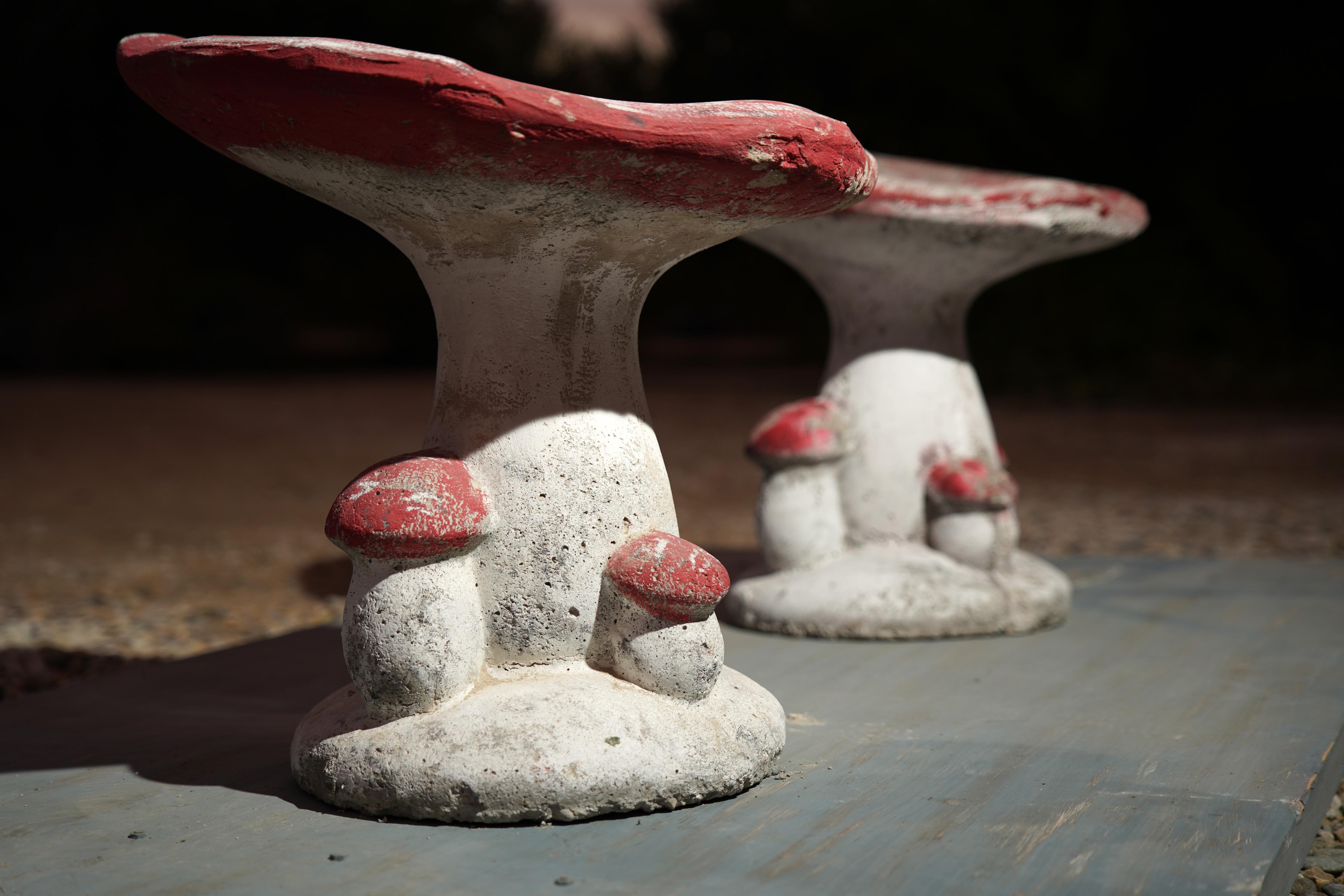 Vintage French Concrete Mushroom Stools, 1950s For Sale 3