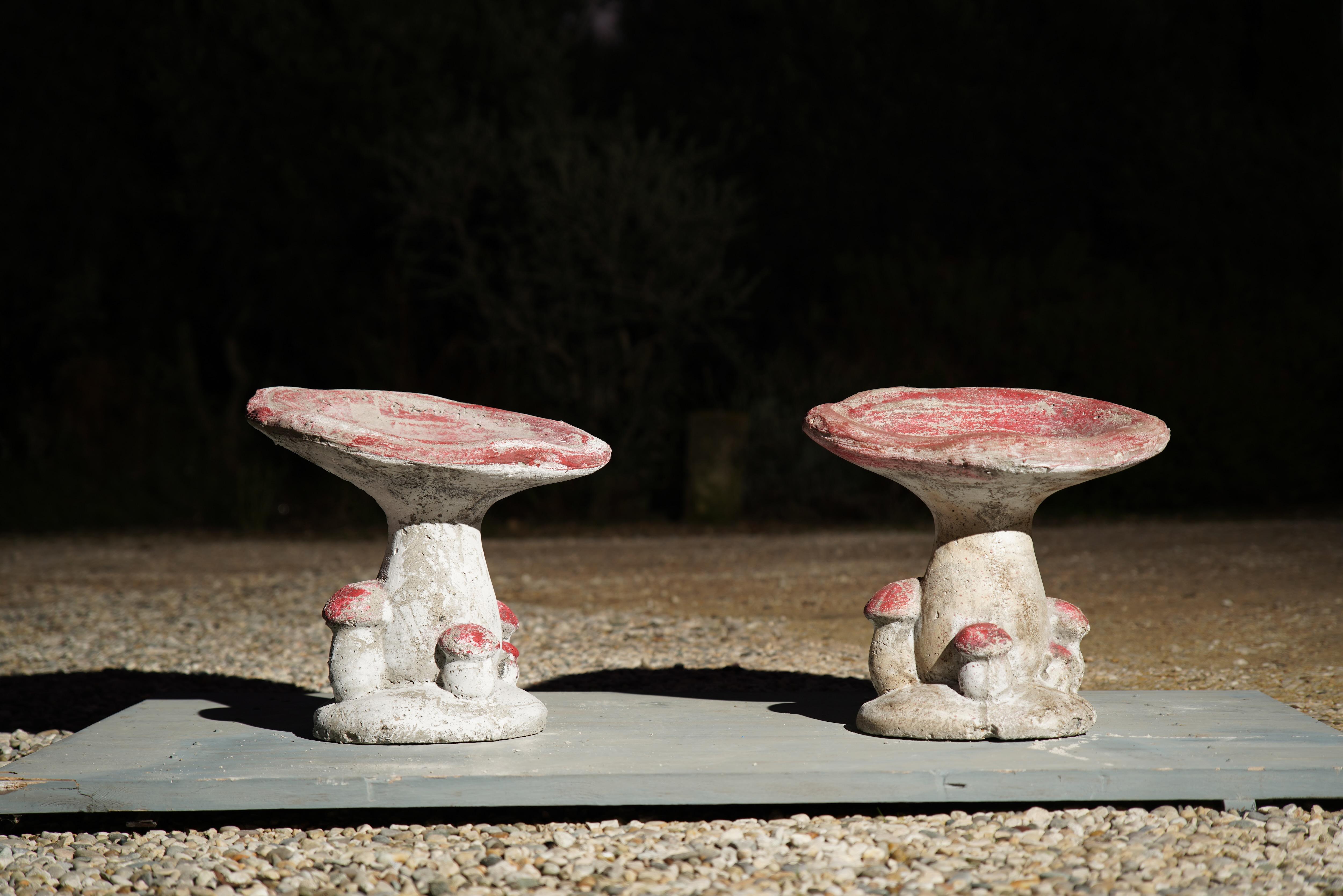 Vintage French Concrete Mushroom Stools, 1950s For Sale 6