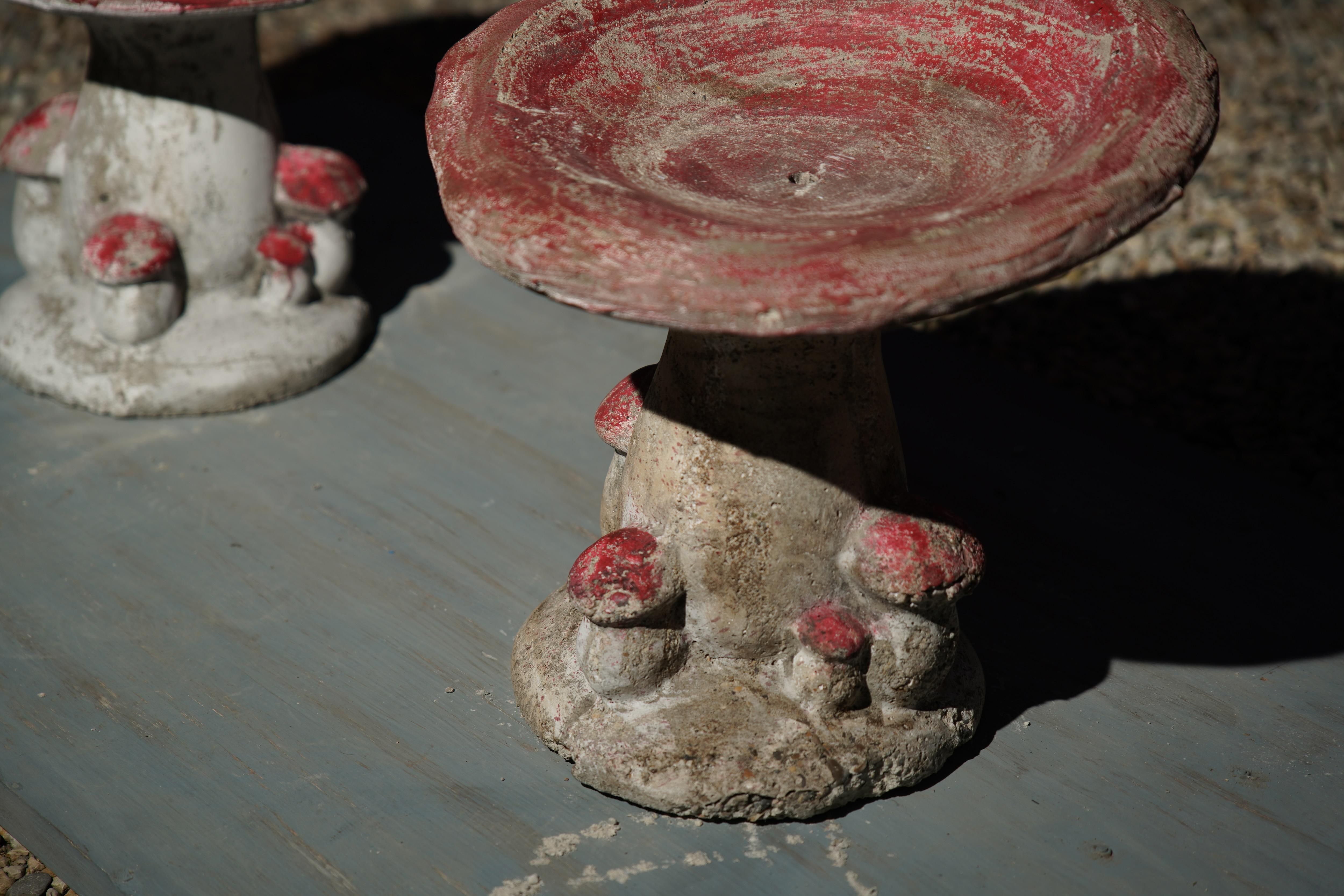 Vintage French Concrete Mushroom Stools, 1950s For Sale 8