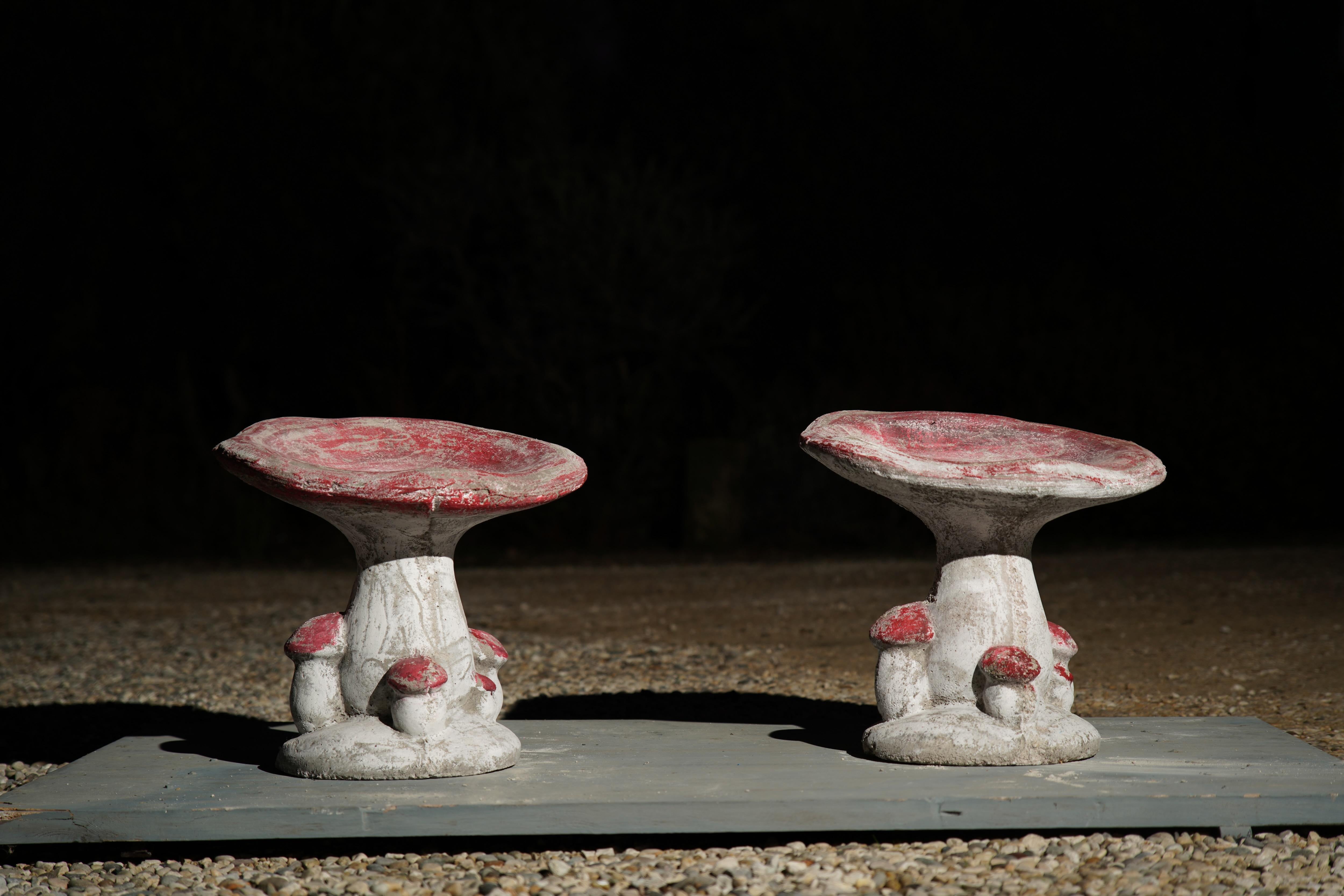 Vintage French Concrete Mushroom Stools, 1950s For Sale 10