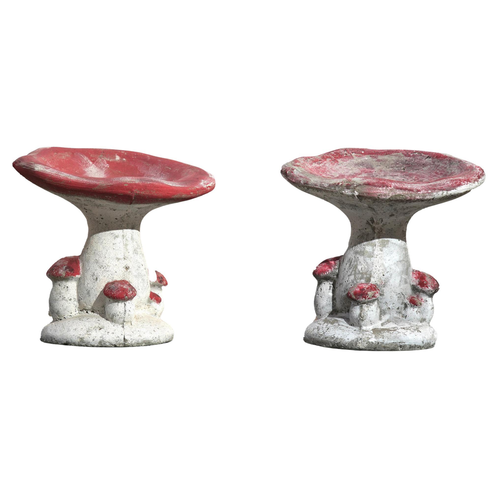 Vintage French Concrete Mushroom Stools, 1950s