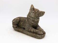 Vintage French Concrete Shepherd or Labrador Dog Garden Ornament, Mid 20th C.